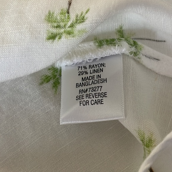 Croft & Barrow Palm Tree Print White Linen Rayon Sleeveless Button Down Top Sz S - Picture 10 of 12